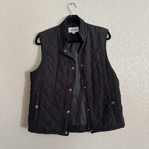 Dover Black Quilted Vest L Womens Snap Zip Front Sleeveless Puffer‎